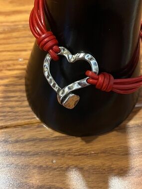 Red Multi-Strand Heart Hook magnetic clasp Bracelet